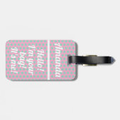 パーソナライズされたピンクの可愛いガーリー荷物おもしろいタグ ラゲッジタグ (裏面横)
