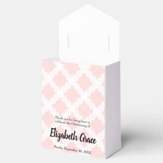 パーソナライズされたピンクの女の子の洗礼 ゴールドクロス フェイバーボックス (オープン)