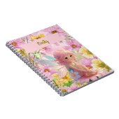 パーソナライズされたピンクの妖精の書き物と絵日記 ノートブック (右側)