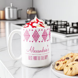 パーソナライズされたピンクの幾何三角形 コーヒーマグカップ