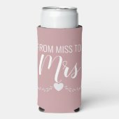 パーソナライズされたピンクの恋しく思ブライダルシャワー スリム缶クーラー (Seltzer正面)