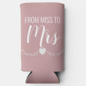 パーソナライズされたピンクの恋しく思ブライダルシャワー スリム缶クーラー (正面)