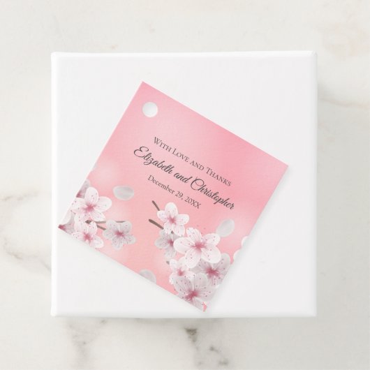 パーソナライズされたピンクの白いフローラ結婚披露宴 フェイバータグ (インサイチュ)