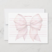 パーソナライズされたピンクの蝶リボン ブライダルシャワーレシピ カード (裏面)
