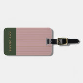 パーソナライズされたピンクカーキ金ゴールドストライプエレガント ラゲッジタグ (正面横)