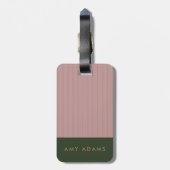 パーソナライズされたピンクカーキ金ゴールドストライプエレガント ラゲッジタグ (裏面縦)