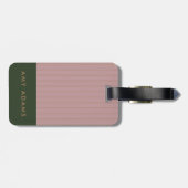 パーソナライズされたピンクカーキ金ゴールドストライプエレガント ラゲッジタグ (裏面横)