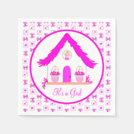 パーソナライズされたピンクハウス女の子だ スタンダードカクテルナプキン