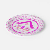 パーソナライズされたピンクハウス女の子だ ペーパープレート (アングル)