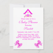 パーソナライズされたピンクハウス女の子だ 招待状 (裏面)