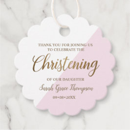 パーソナライズされたピンクベビー女子《キリスト教》洗礼式や命名式感謝していユー フェイバータグ