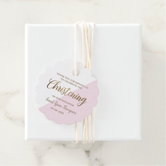 パーソナライズされたピンクベビー女子《キリスト教》洗礼式や命名式感謝していユー フェイバータグ (インサイチュ)