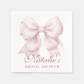 パーソナライズされたピンクボウブライダルシャワーファンシー スタンダードカクテルナプキン (正面)