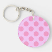 パーソナライズされたピンクポ点々のあるルカ キーホルダー (正面)