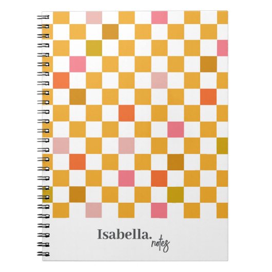 パーソナライズされたピンクモダン市松模様にノートブック ノートブック (正面)