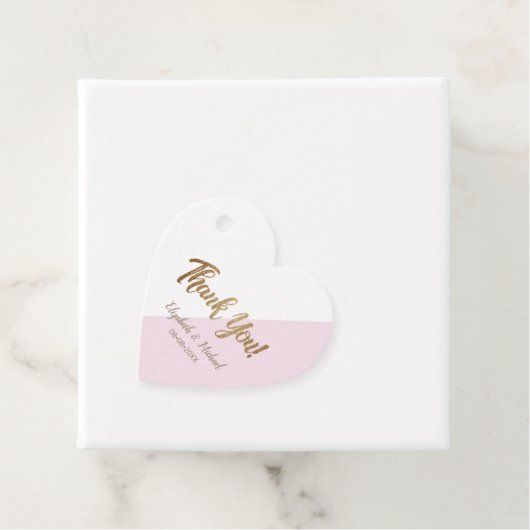 パーソナライズされたピンク感謝していの結婚金ゴールド フェイバータグ (インサイチュ)