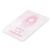 パーソナライズされたピンク最初の聖餐式クロスホスト マグネット (左側)