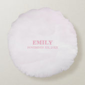 パーソナライズされたピンク最初の聖餐式クロスホスト ラウンドクッション (裏面)