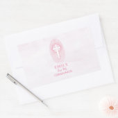 パーソナライズされたピンク最初の聖餐式クロスホスト 長方形シール (封筒)