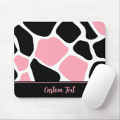 パーソナライズされたピンク牛アニマルプリント マウスパッド (マウス)