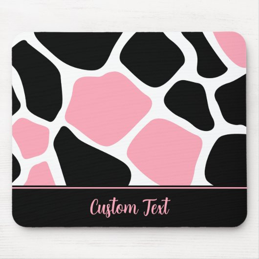 パーソナライズされたピンク牛アニマルプリント マウスパッド (正面)