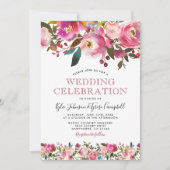 パーソナライズされたピンク牡丹フローラ結婚ズ 招待状 (正面)