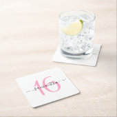 パーソナライズされたピンク甘い16 スクエアペーパーコースター (インサイチュ)