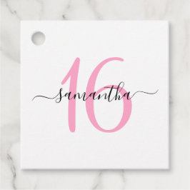 パーソナライズされたピンク甘い16 フェイバータグ