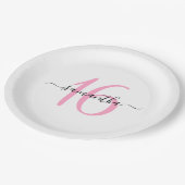 パーソナライズされたピンク甘い16 ペーパープレート (アングル)