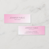 パーソナライズされたピンク白モダンエレガントシンプル スキニー名刺 (正面/裏面)