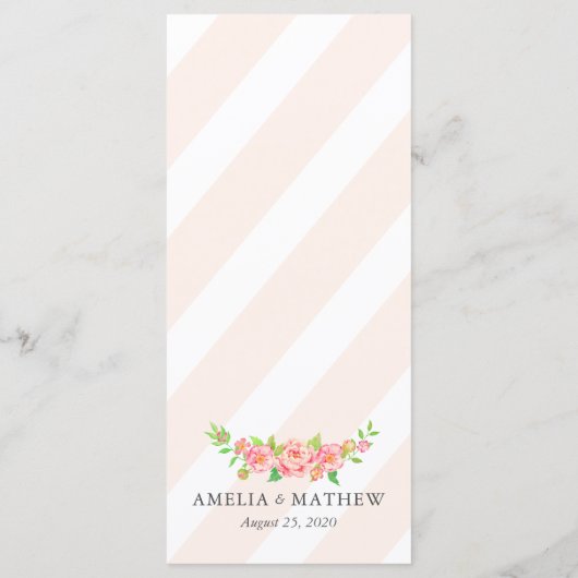 パーソナライズされたピンク結婚牡丹 メニュー (裏面)