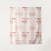 パーソナライズされたピンク赤40歳の誕生日の背景 タペストリー (正面)