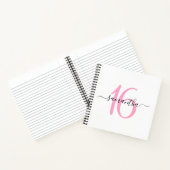 パーソナライズされたピンク16th誕生日のゲストブック ノートブック (内部)