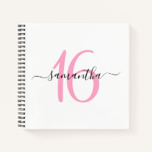 パーソナライズされたピンク16th誕生日のゲストブック