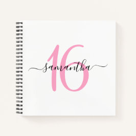 パーソナライズされたピンク16th誕生日のゲストブック ノートブック
