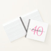 パーソナライズされたピンク40歳の誕生日ゲストブック ノートブック (内部)