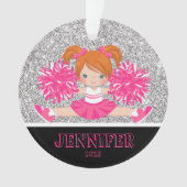 パーソナライズされたピンク&シルバーチアリーティングオーナメント オーナメント (正面)