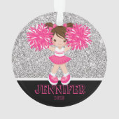 パーソナライズされたピンク&シルバーチアリーティングオーナメント オーナメント (裏面)