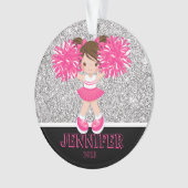 パーソナライズされたピンク&シルバーチアリーティングオーナメント オーナメント (正面)