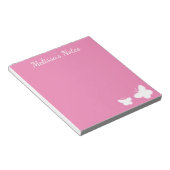 パーソナライズされたピンク&ホワイト可愛い蝶カスタム類 ノートパッド (アングル)