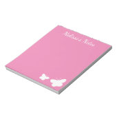 パーソナライズされたピンク&ホワイト可愛い蝶カスタム類 ノートパッド (回転)