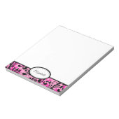 パーソナライズされたピンク、黒、白フローラメモ帳 ノートパッド (回転)