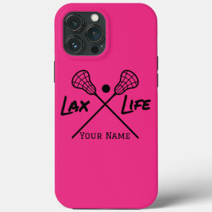 パーソナライズされたピンクLAX (ラクロス)ライフ iPhone 13 PRO MAXケース
