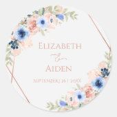 パーソナライズされたピーチブルーライトグレー ラウンドシール (正面)