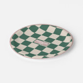 パーソナライズされたピ市松模様にックと緑 ペーパープレート (アングル)