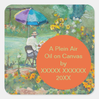 パーソナライズされたファインアートラベルテンプレート スクエアシール