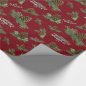 パーソナライズされたファミリークリスマスパインコーンブリューズ ラッピングペーパー (角)