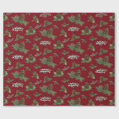 パーソナライズされたファミリークリスマスパインコーンブリューズ ラッピングペーパー (フラット)