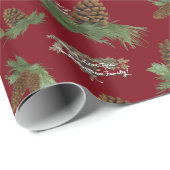 パーソナライズされたファミリークリスマスパインコーンブリューズ ラッピングペーパー (ロールコーナー)