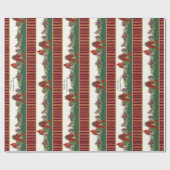 パーソナライズされたファミリークリスマス(鳥)ショウジョウコウカンチョウパインコーン ラッピングペーパー (フラット)